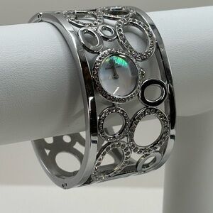 JLo Y2K Silver and White Crystal Circle Watch